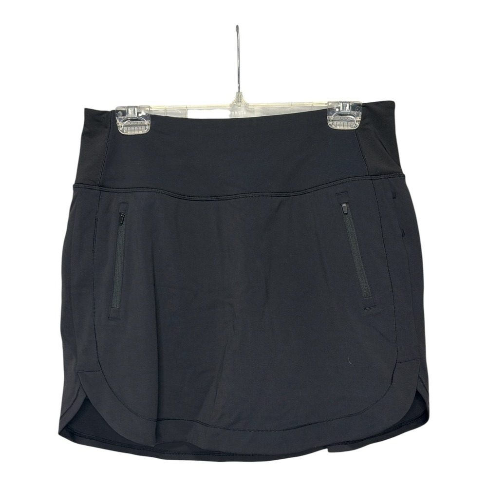 Athleta Fairway 16 Golf Skort Black Active Mini Skirt Large Zipper Pockets